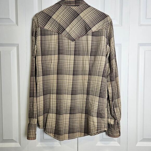 JACHS Just A Cheap Shirt Plaid Large White Pearl Button-Up Brown Plaid - Picture 2 of 9
